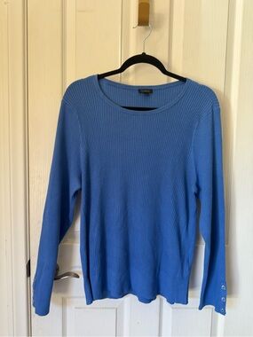 Talbots Cornflower Blue Ribbed Crewneck Sweater